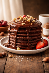 Receita prática, nutritiva e cheia de sabor: panqueca proteica de chocolate com avelã