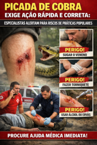Picada de cobra exige ação rápida e correta: especialistas alertam para riscos de práticas populares